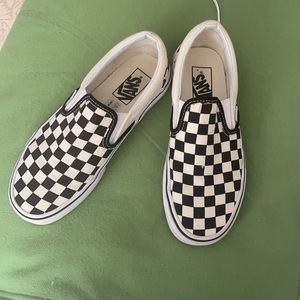 Checkered slip on vans
